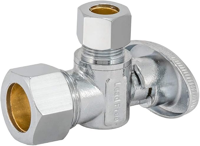 Eastman 3/8 Inch OD x 5/8 Inch OD Quarter Turn Angle Stop Valve, Brass Plumbing - Image 3