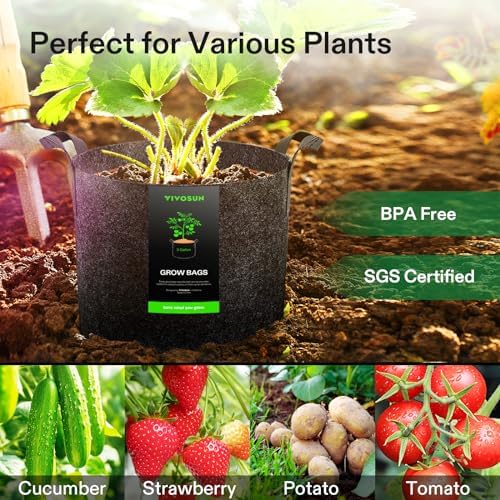VIVOSUN 10-Pack 3 Gallon Plant Grow Bags Heavy Duty Thickened Nonwoven Fabric - Image 7