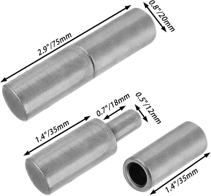 4 PCS Weldable Barrel Hinges Weld On Bullet Door Hinge 3" x 3/4" Heavy Duty - Image 2