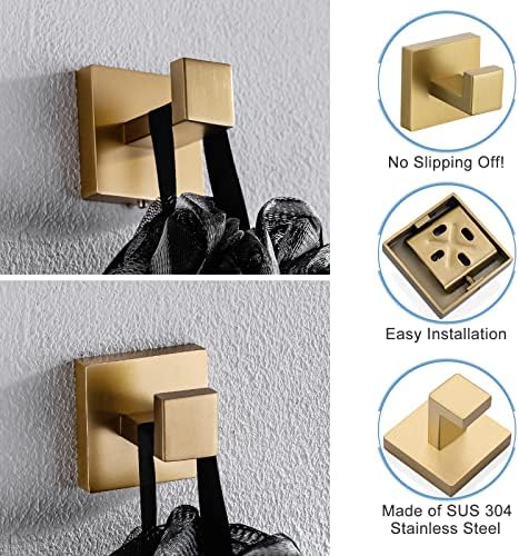 TQKAG Bathroom Towel Hook, 2 Pack Coat Robe Holder, Brushed Gold - Image 4