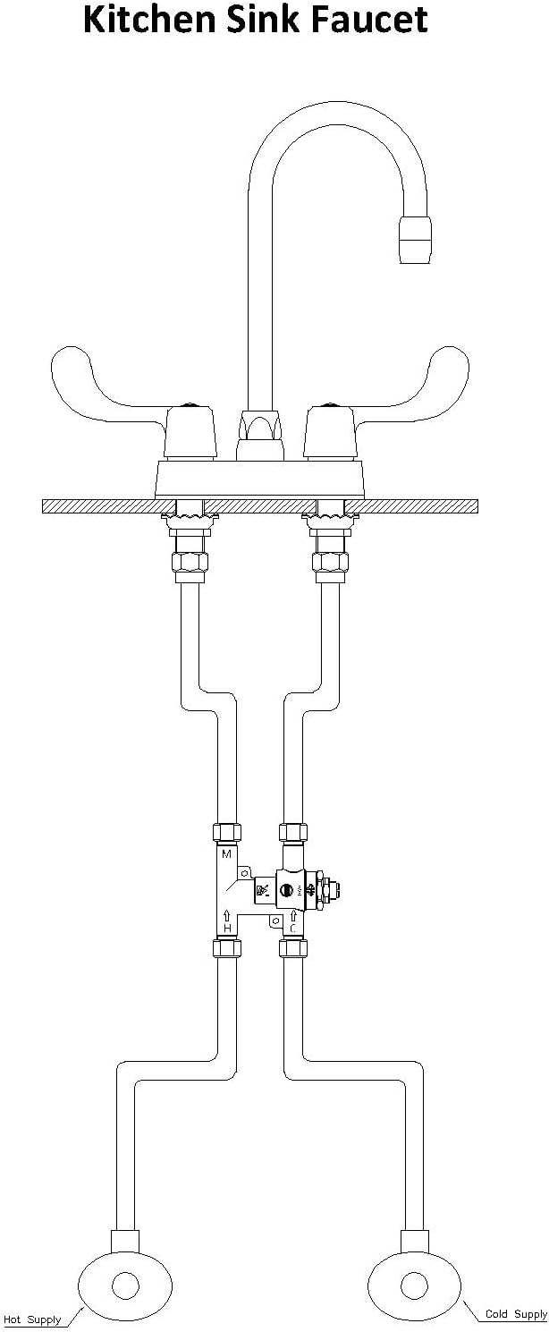 H.C. BT-T40LF-38 Under Counter Thermostatic Mixing Valve, 3/8 inches - Image 6