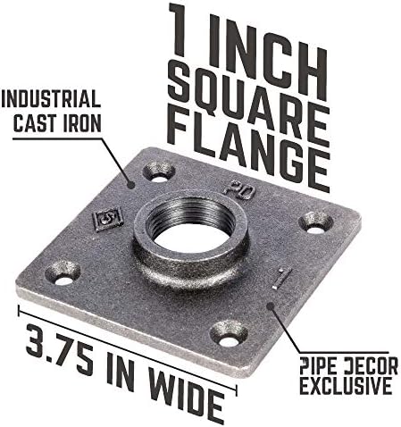 PIPE DECOR 1" Square Floor Flange Fitting, Malleable Iron, Fits One Inch - Image 2
