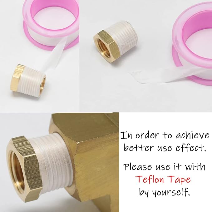 Uenede Brass 1/2" NPT Male to 3/8" NPT Female Reducer Bushing - Image 5