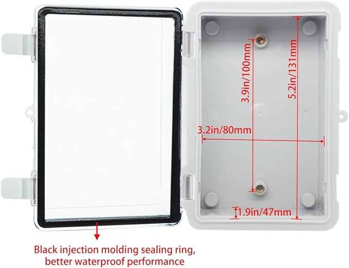 Junction Box, Hinged Clear Cover IP67 Waterproof ABS Project Box - Image 4