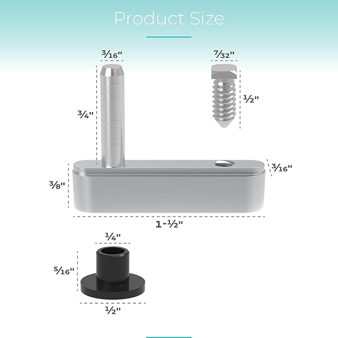 Shower Door Pivot Block with 3/4" Pin - Image 2