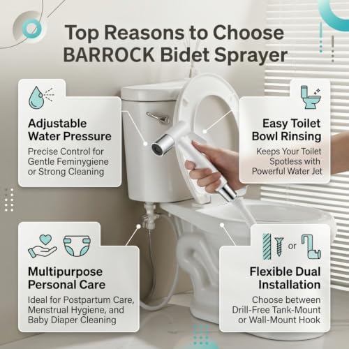 BARROCK Handheld Bidet Sprayer for Toilet, Stainless Steel Metal Made Baby - Image 5