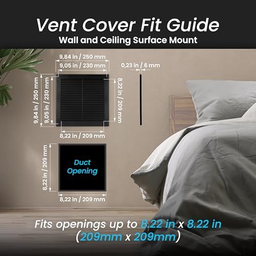 Repa Market 10 x 10 Inch Black Square Air Vent Cover - Image 2