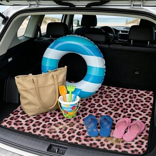 Pink Leopard Universal Car Trunk Mat, Waterproof Cargo Liner - Image 2