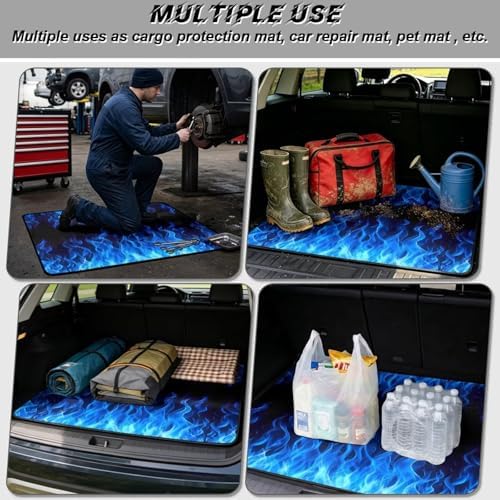 Blue Fire Print Work Trunk Mat Heavy Duty Foldable Cargo Liner - Image 3
