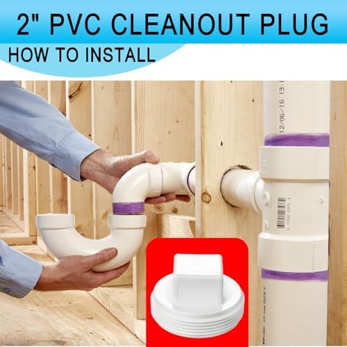 Asterbacks 2 inch PVC Cleanout Plug Schedule 40 White Pipe Fittings Connectors - Image 2
