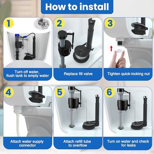 Saillong Universal Toilet Flusher Replacement Kit, Fill Valve, 2-Inch Flapper - Image 4