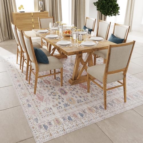 6x9 Durable Vinyl Rugs for Living Room, Vintage Floral Pattern for Dining Room by FeelLifeEnjoyLifelmmerseYourselfInLife