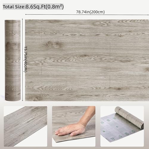 3D Peel and Stick Vinyl Floor Tile Roll Wood Plank Sticker 15.75"x 79"/8.6 Sq.Ft - Image 4