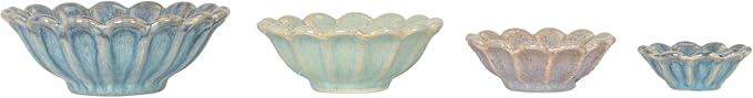 Creative Co-Op 4-Piece Stoneware Flower Shaped Bowl Set in Reactive Glaze - Image 5