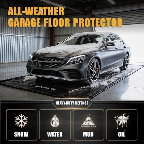 Garage Floor Mat 8'6"×20', 610GSM PVC Containment Mat Raised Edge - Image 2