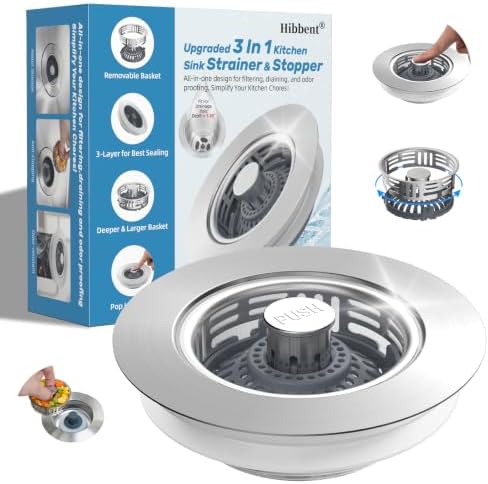Hibbent Metal Kitchen Sink Drain Strainer and Stopper, Transparent by Hibbent