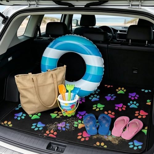 Colorful Dog Paw All Purpose Trunk Mat Universal Waterproof Cargo Liner - Image 2