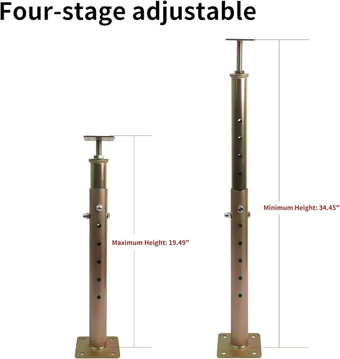4-Pack House Floor Jacks, 19–35 Inch Galvanized Steel Support Posts | Steel - Image 2