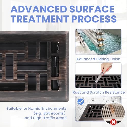 Howeall 4x12 Inches 2 Pack Heavy Duty Walkable Floor Register Easy Adjust Air - Image 3