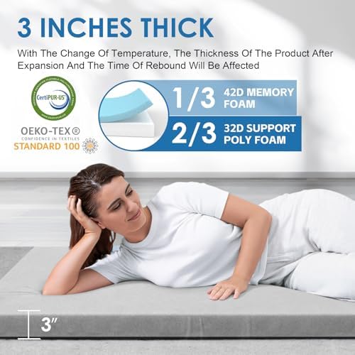 KingChii CertiPUR-US Memory Foam Camping Mattress, Portable Roll Up Travel Car - Image 2