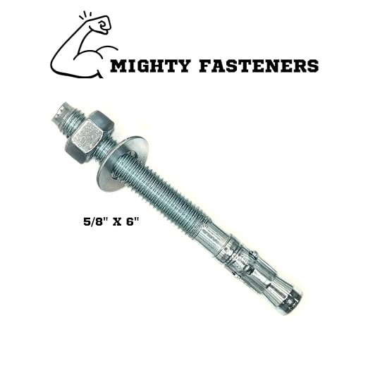MIGHTY FASTENERS Zinc-Plated Steel Wedge Anchors, 5/8" X 6" - Image 2