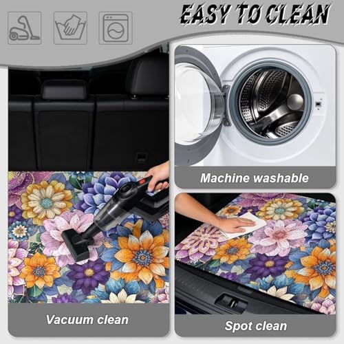 Purple Floral Car Trunk Mat Universal Fit 29"x39" - Image 5