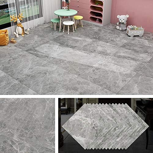 Livelynine 32 Pack Peel and Stick Floor Tile Grey 12X12 Inch Marble Look Vinyl by Livelynine