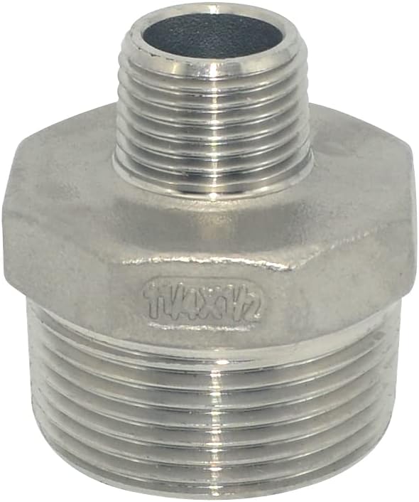 1-1/4" x 1/2" Male Threaded Reducing Nipple Fitting/Adapter, Stainless Steel by Megairon