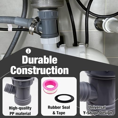 Dishwasher Drain Hose Adapter Universal Y-Shaped Kitchen Sink Drain Pipe Adapter - Image 3