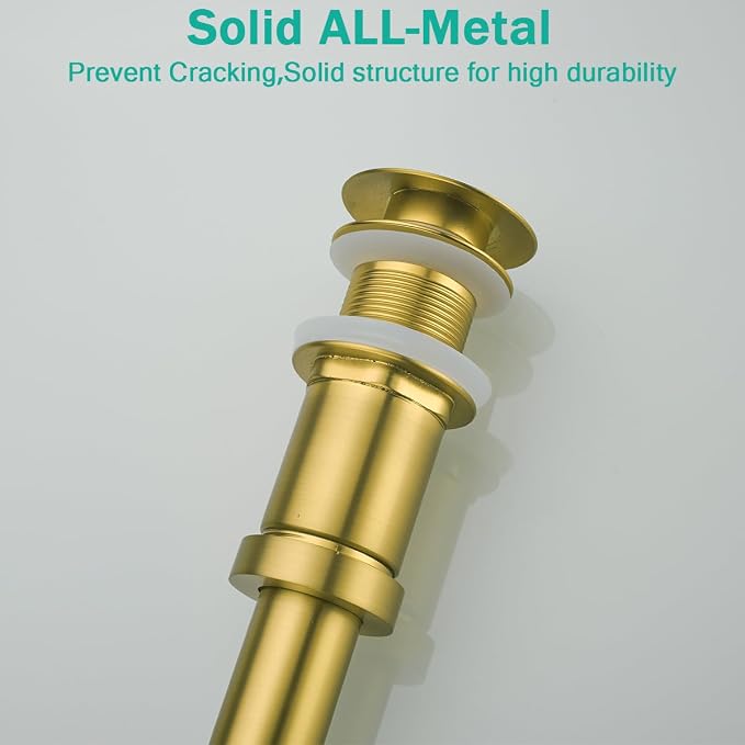 Brass Round Bottle P-Trap with Pop Up Drain Stopper, 1 1/4 Adjustable Basin - Image 7