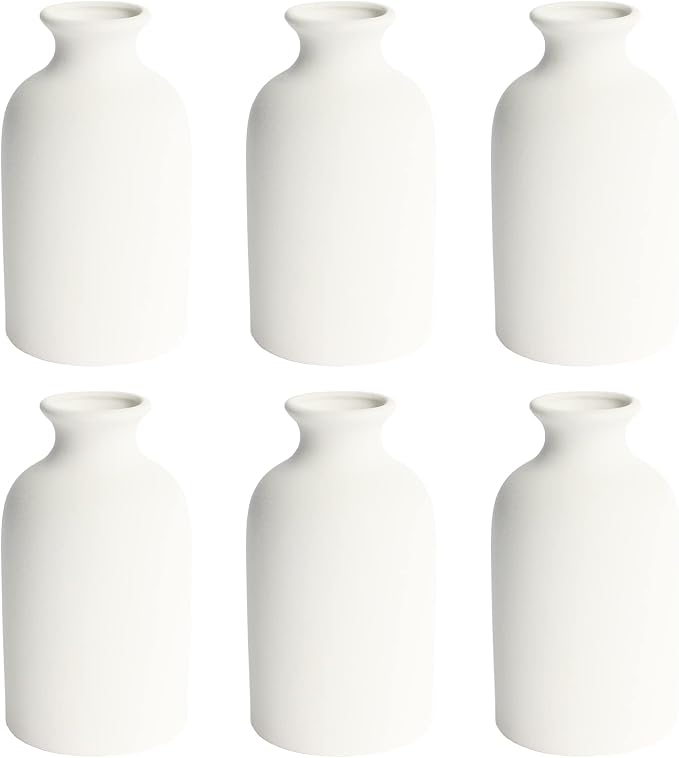 YANLING 6 Pack White Vase Small Ceramic Vases by YANLING