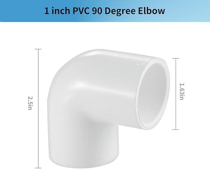 LESSO 10 Pack 1" 90 Degree PVC Elbow Fittings, SCH40 White | 2-Way Right Angle - Image 2