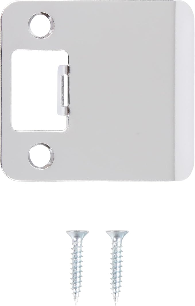 Round Corner Extended Lip Strike Plate, 2-1/4" x 2", Polished Chrome - Image 2
