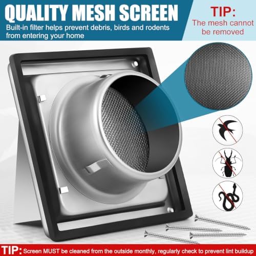 Gisafai 4 Inch Dryer Vent Cover Outdoor - Image 3
