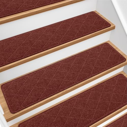 Stair Treads for Wooden Steps 4 PCS, Non Slip Stair Rugs Red by Unknown
