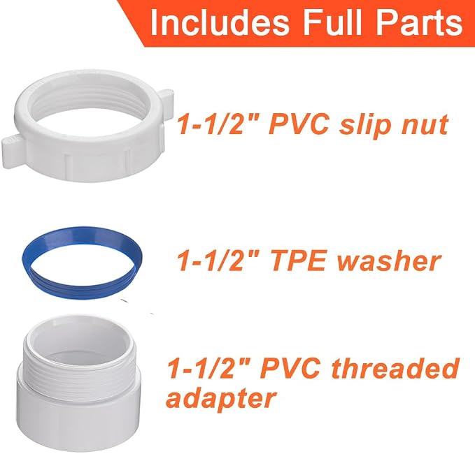 tatatagear 1-1/2 inch P-trap Adapter Connector White - Image 5