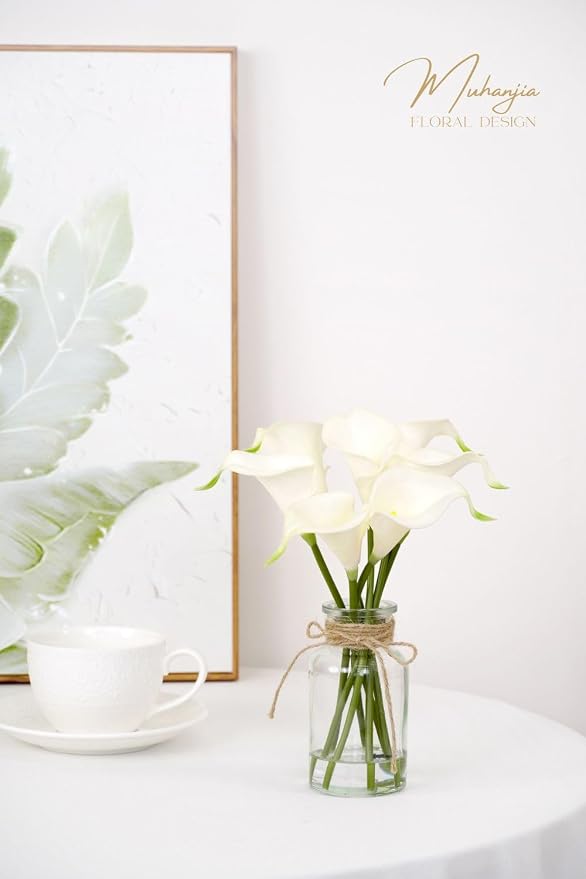 Muhanjia Artificial Flowers Calla Lily in Glass Vase - Image 7