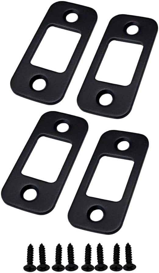 Solid Brass Deadbolt Strike Plate, Door Backplate, Round Corner, Matte Black by QCAAHardware