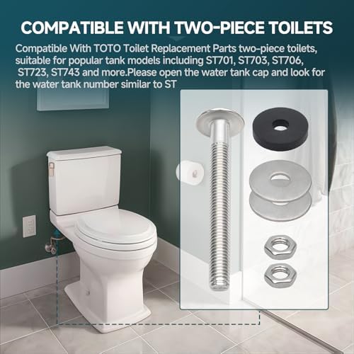 THU833-A Stainless Steel Toilet Tank Bolts & Rubber Gaskets Kit - Image 3