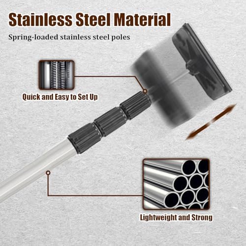 10FT Dust Barrier Poles 4 Pack, Stainless Steel Retractable Zipper Wall Poles - Image 4