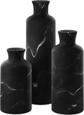Creative Scents Black Marble Look 3pc Vase Set – Boho Vases by CreativeScents