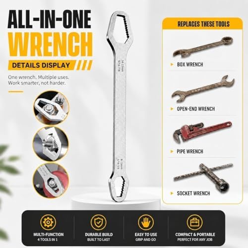 7-Piece Plumbing Tool Kit: 14-in-1 Multi-Function Wrench + 2-Axis 7-Profile - Image 6