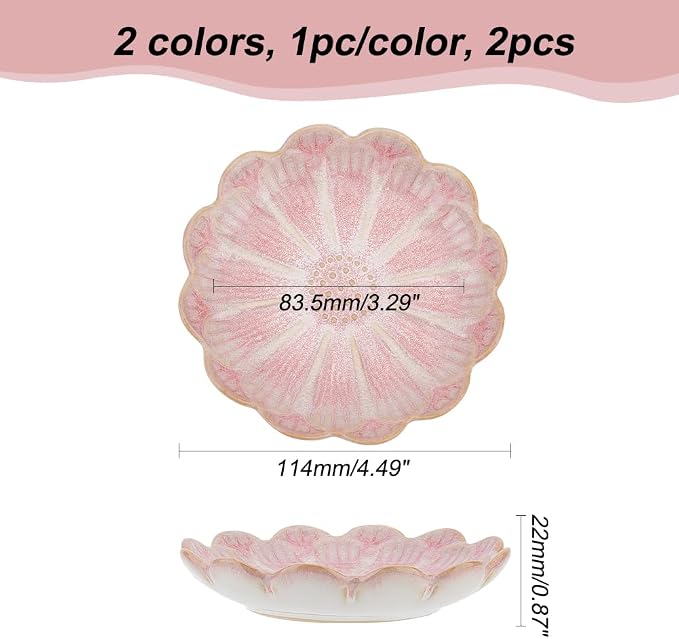 NBEADS 2 Pcs Ceramic Jewelry Tray, Lotus Flower Ring Dish Holder Porcelain - Image 2