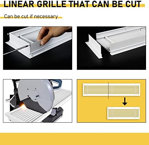 Linear Bar Air Grille 20" X 4", Aluminum Air Supply/Return Grilles, Easy Air - Image 6