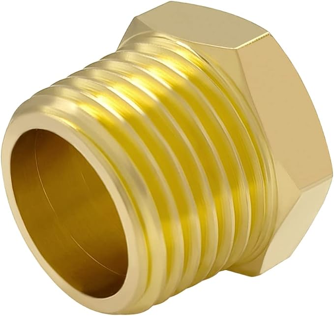 Hooshing 6PCS Brass Pipe Fittings 1/2" NPT Male Outer Hex Head Pipe Plug - Image 6