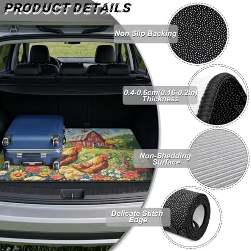 Red Barn Rooster Heavy Duty Cargo Mat Racing Trunk Mat Universal Waterproof - Image 6