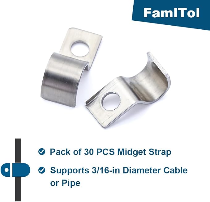 One-Hole Mini Unilateral Pipe Clamps, Conduit Fitting Clips Saddle Clamps - Image 2