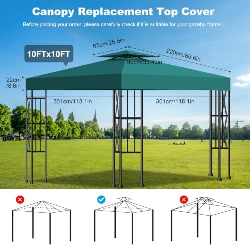 10x10 Canopy Replacement Top Cover Canopy Top Replacement Double Layer Vented - Image 5