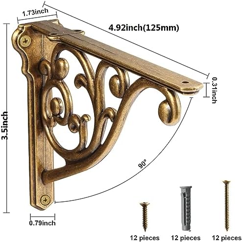 Khtumeware Ornate Decorative Shelf Brackets, 5x3.5 inch Small wall Mounted - Image 2