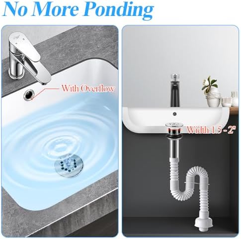 WiseWater 2 Pack Grid Bathroom Sink Drain - Image 5